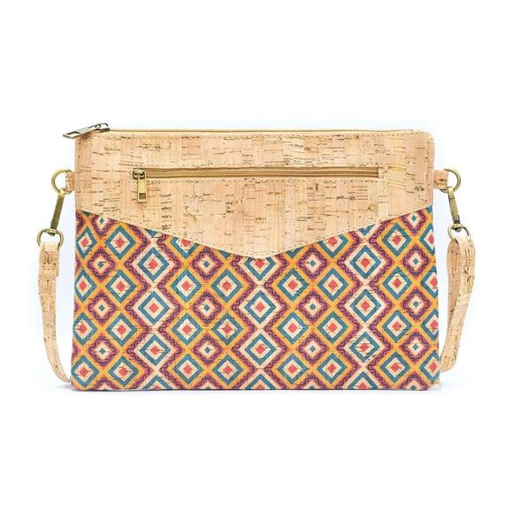 Corkadia Mio Criss-Cross Cork Clutch Eco-Friendly NWOT Diamonds - Picture 1 of 8